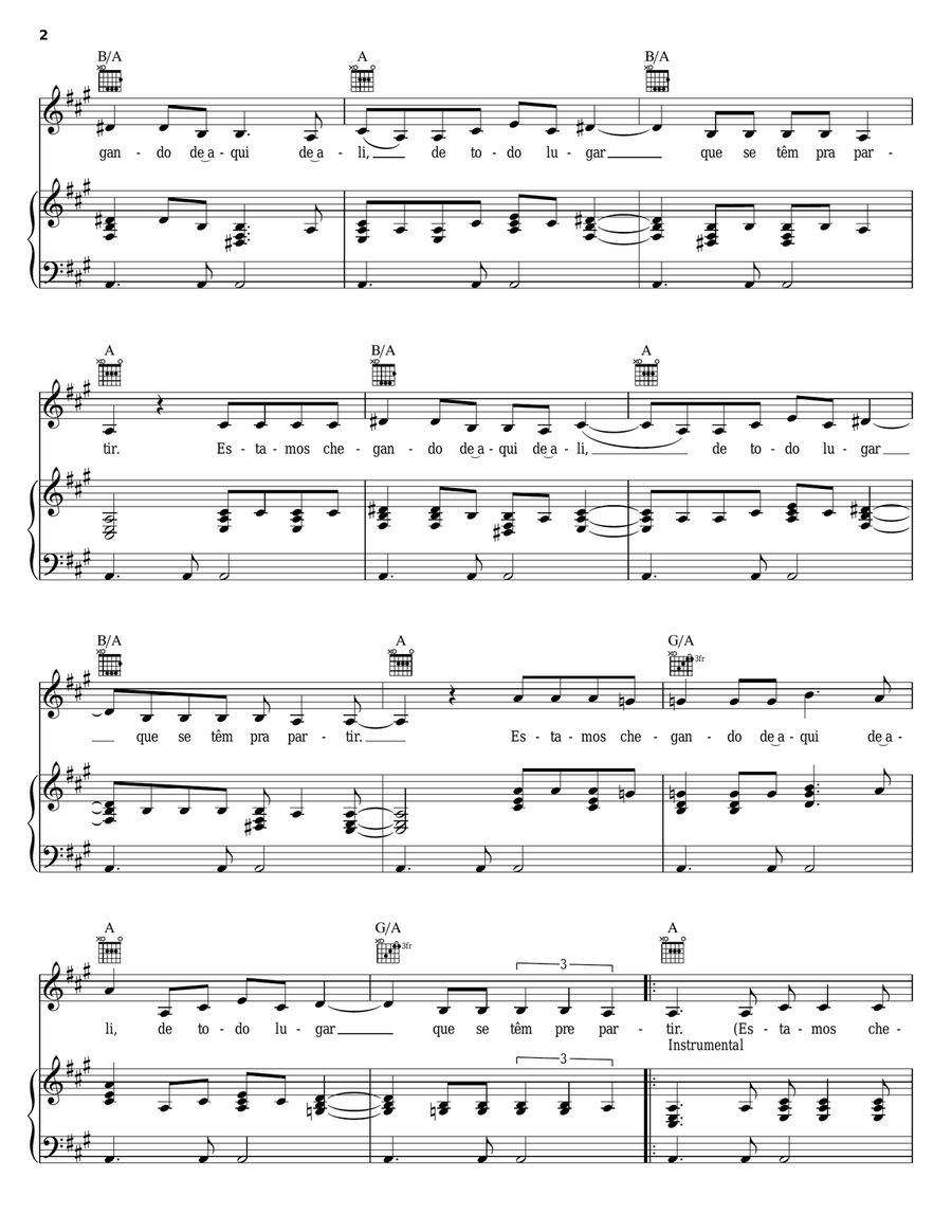 Cheganca (The Great Arrival) Piano, Vocal, Guitar scores gallery preview page 2