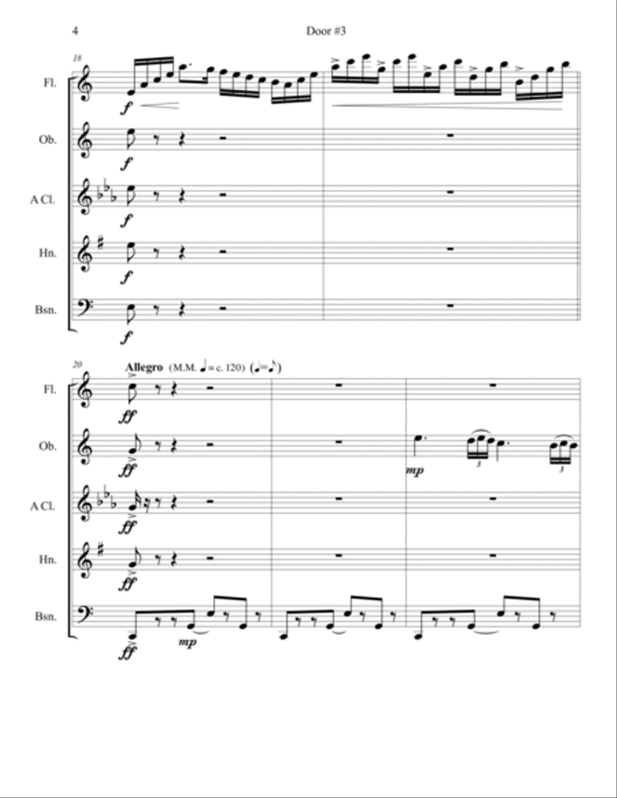 Door #3 -- A Wind Quintet Woodwind Quintet scores gallery preview page 4