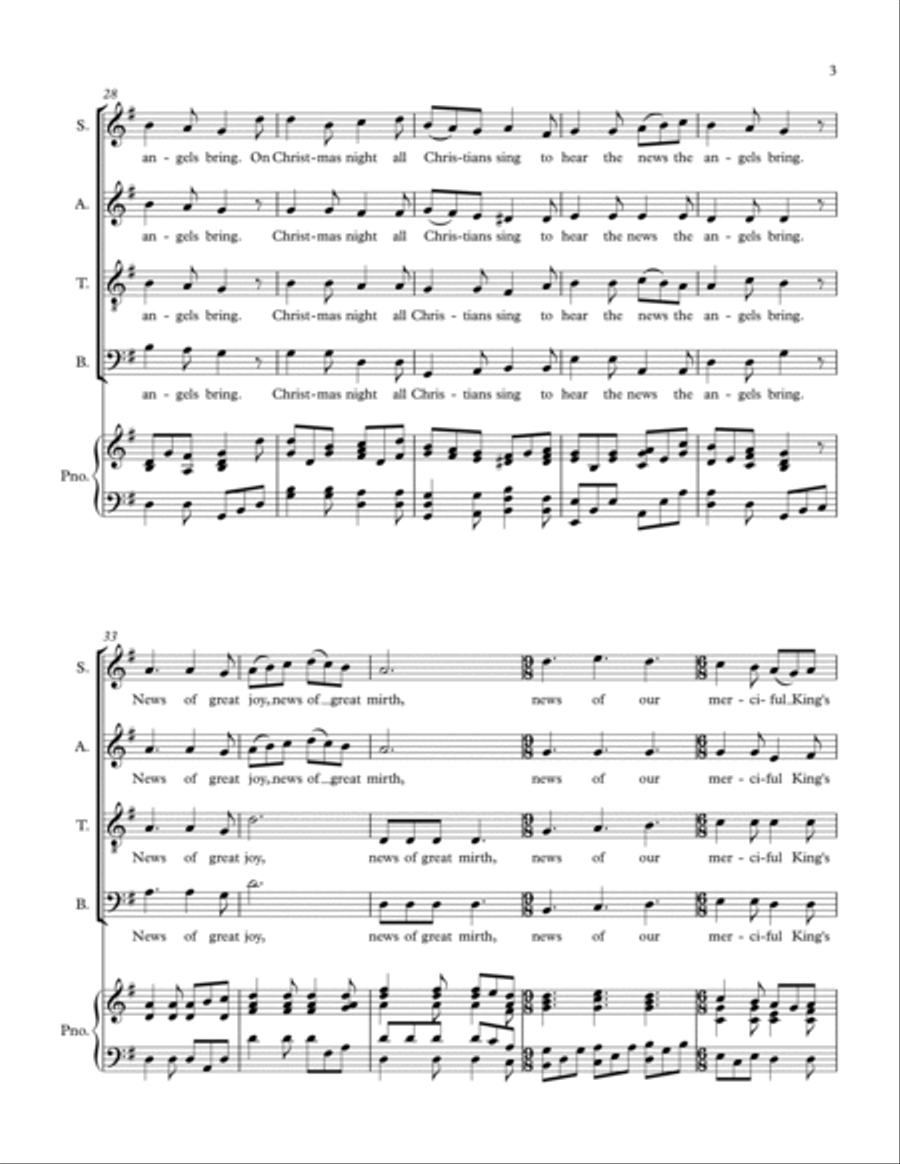 On Christmas Night 4-Part scores gallery preview page 3