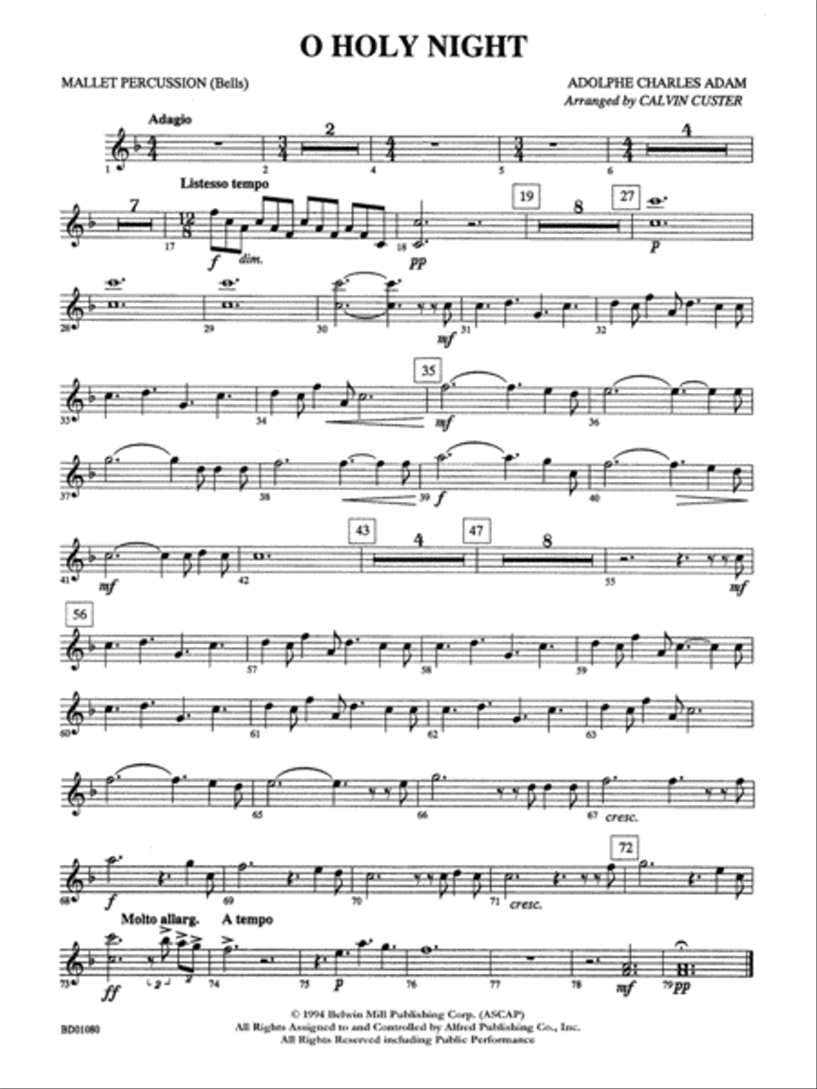 O Holy Night: Mallets Concert Band scores gallery preview page 1