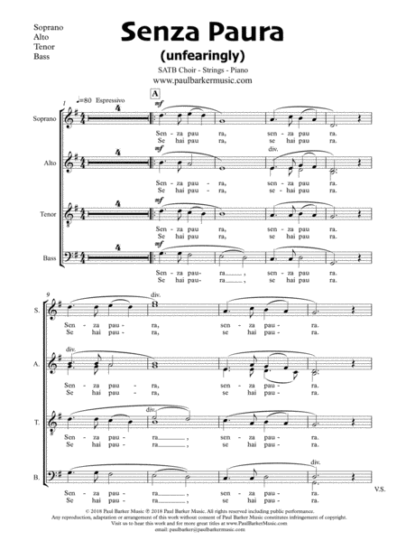 Senza Paura (SATB Choir Score) image number null