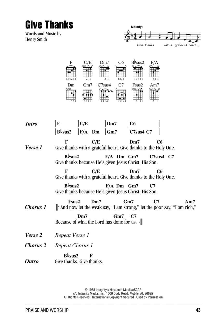 Give Thanks Give Thanks Easy Guitar scores gallery preview page 1