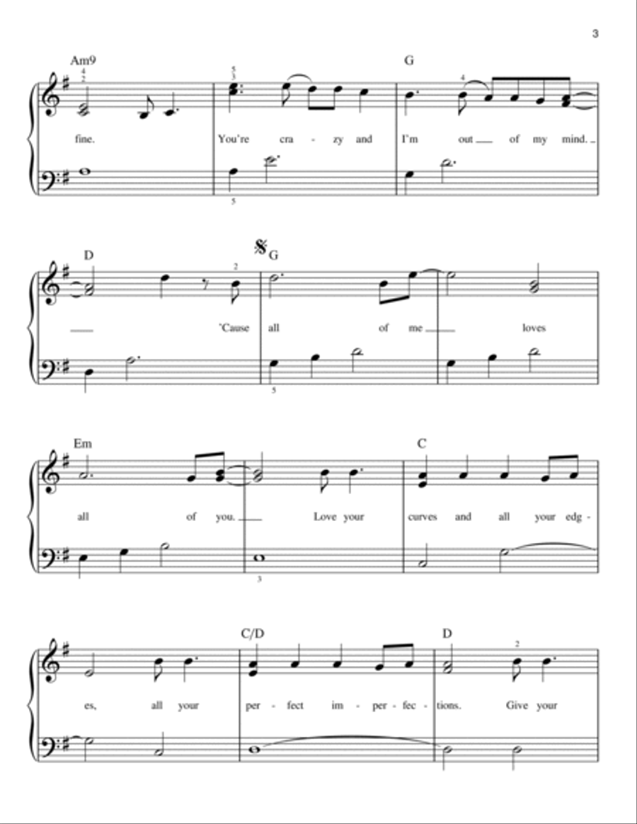 All of me john shop legend piano easy