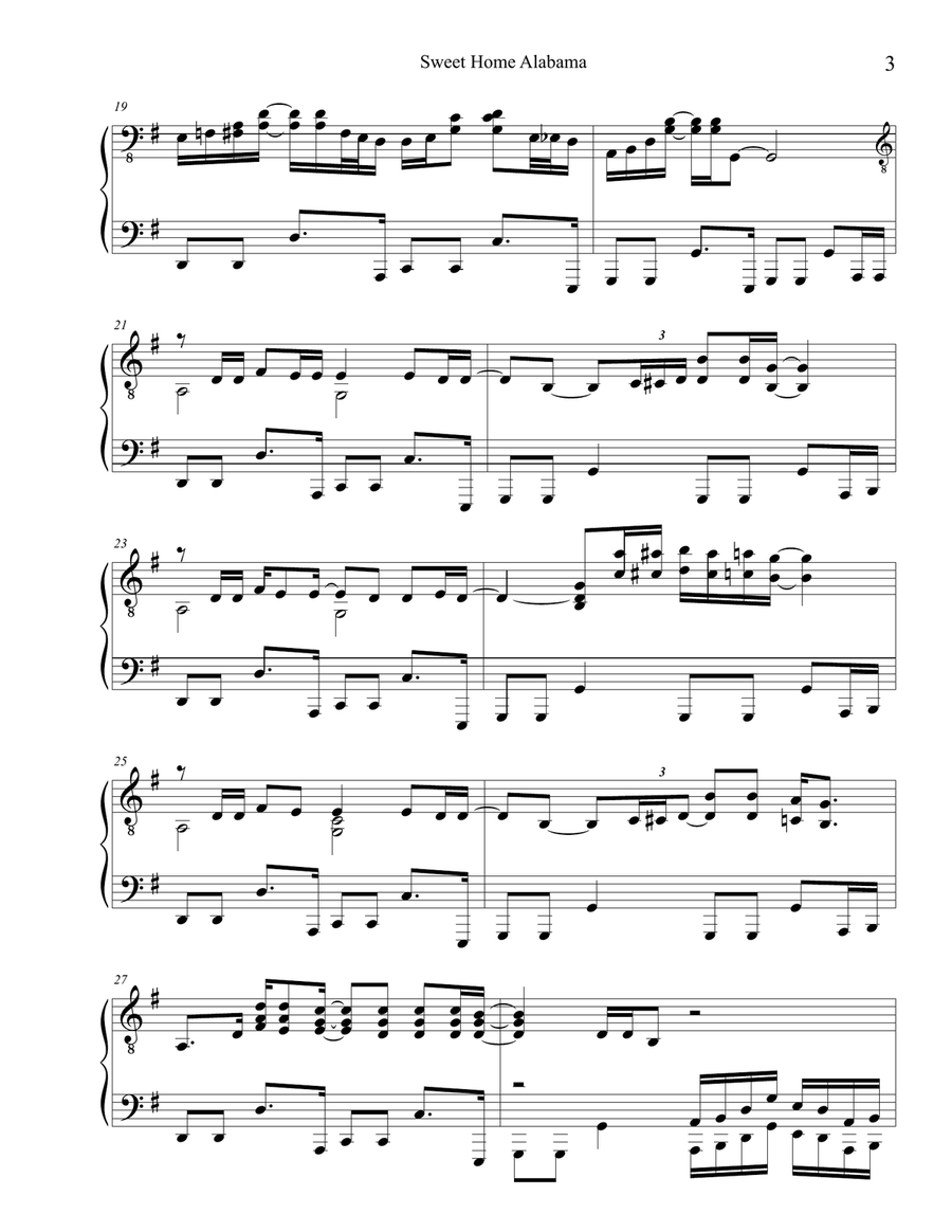 Sweet Home Alabama Sweet Home Alabama Piano Solo scores gallery preview page 3