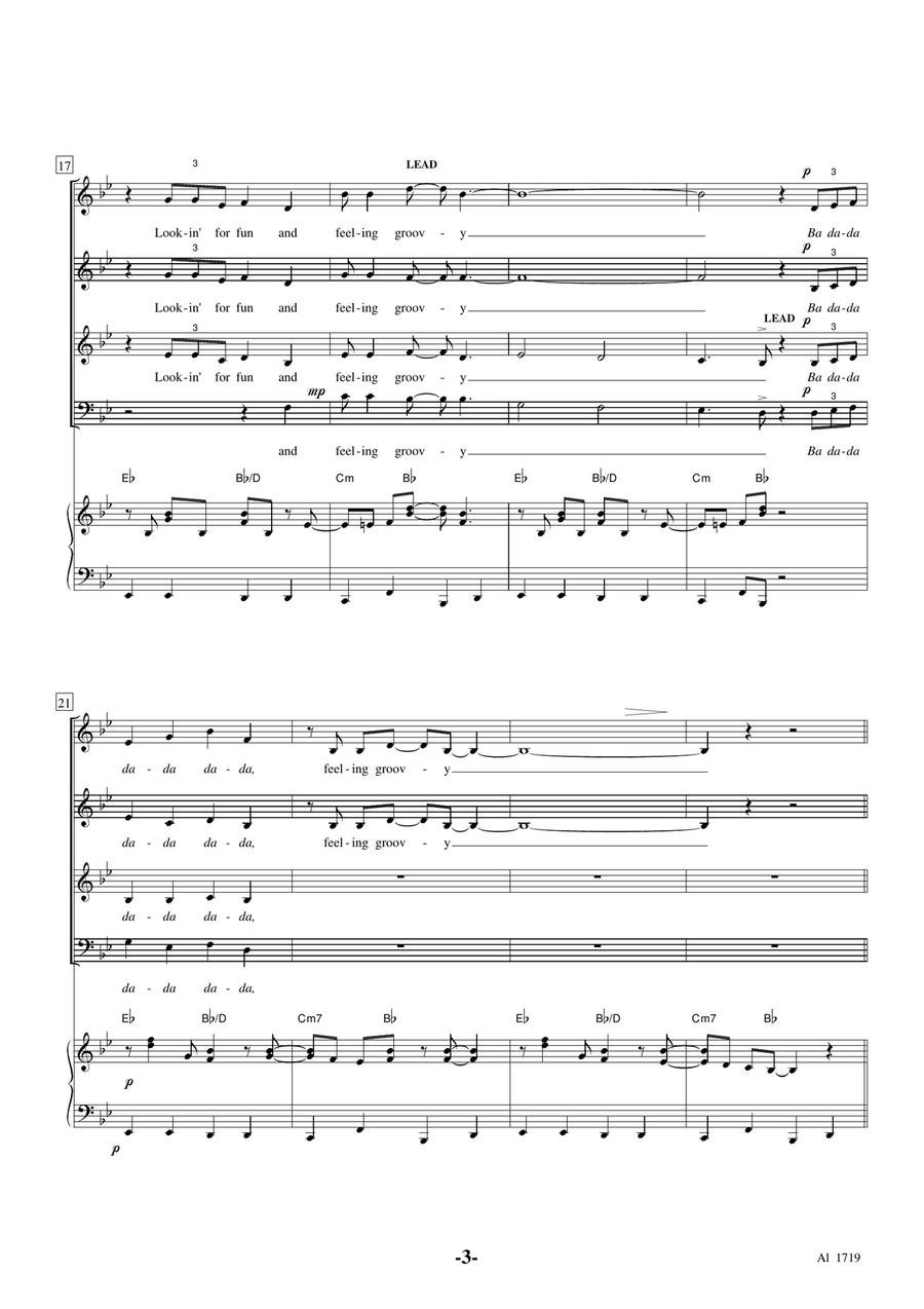 The 59th Street Bridge Song (Feelin' Groovy) 4-Part scores gallery preview page 3