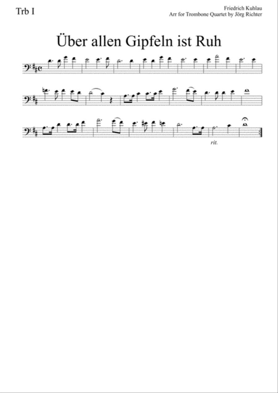 Über allen Gipfeln ist Ruh for Trombone Quartet Brass Quartet scores gallery preview page 3
