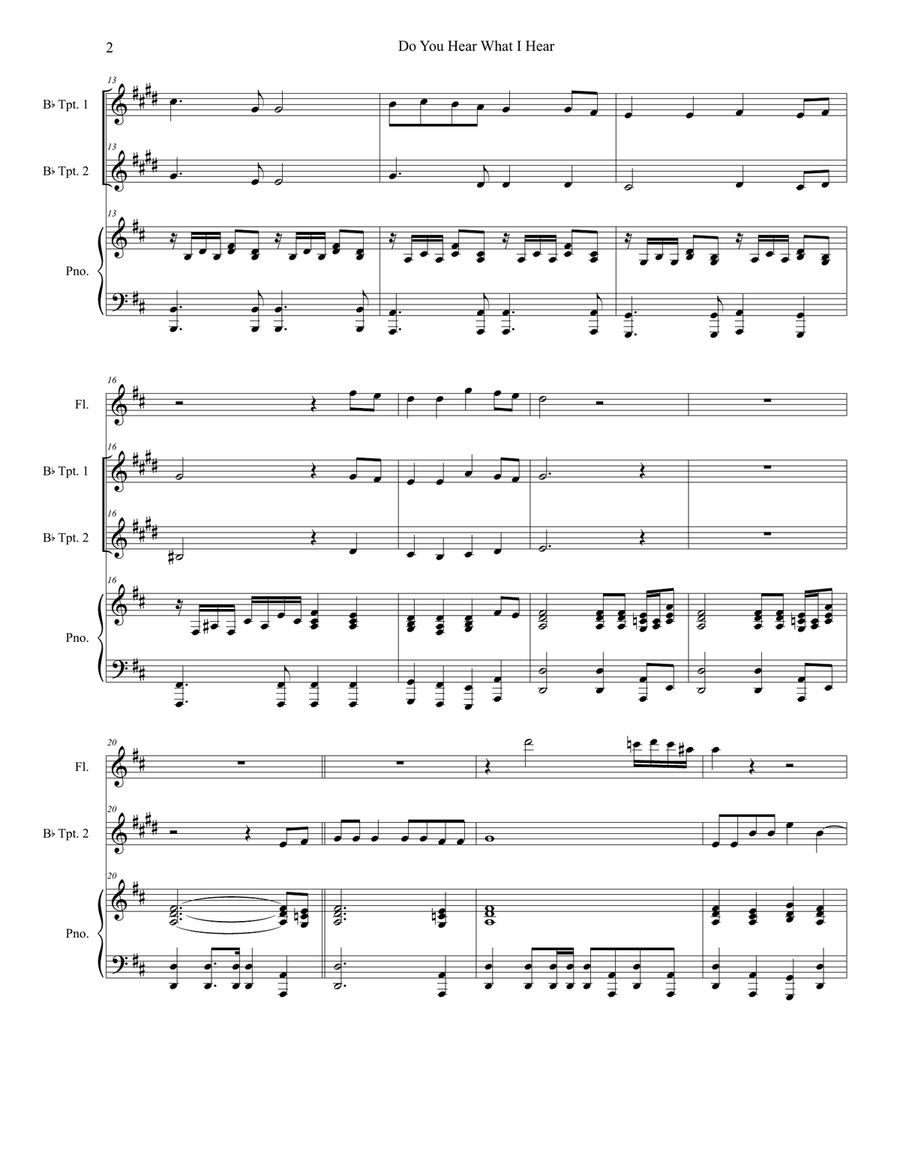 Do You Hear What I Hear Do You Hear What I Hear Trumpet Duet scores gallery preview page 2