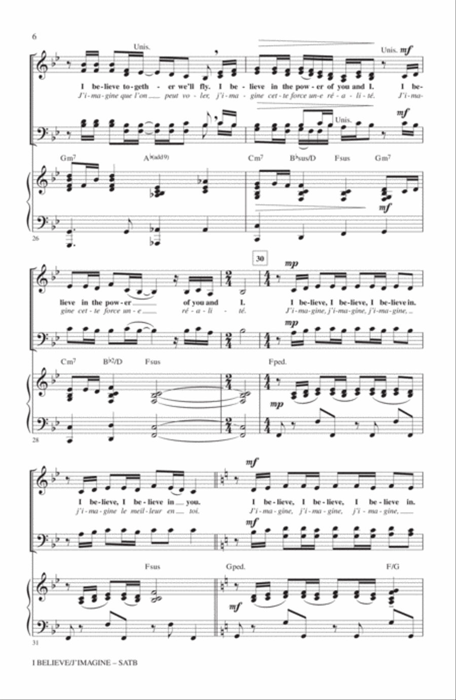 I Believe / J'Imagine I Believe / J'Imagine 4-Part scores gallery preview page 5