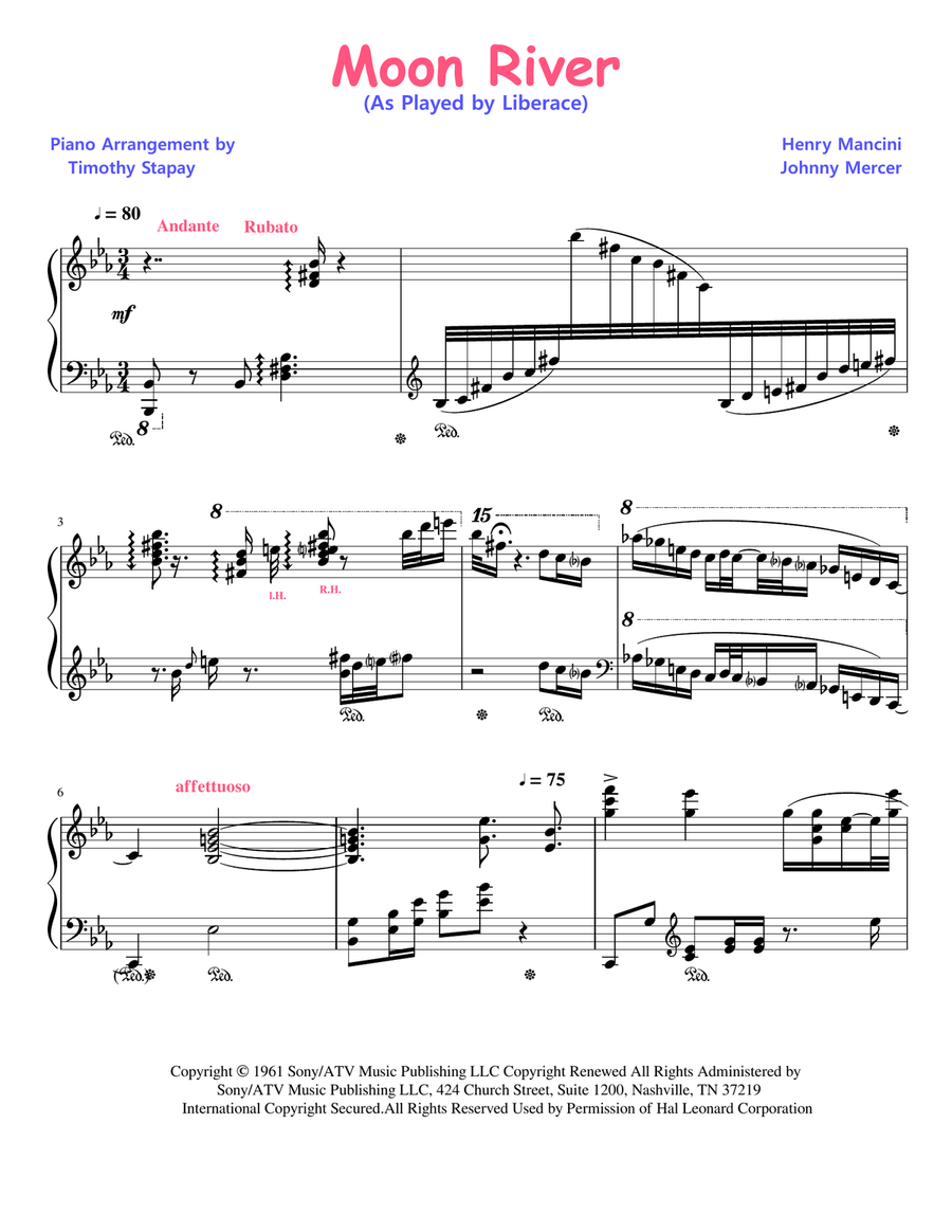 Moon River Moon River Piano Solo scores gallery preview page 1