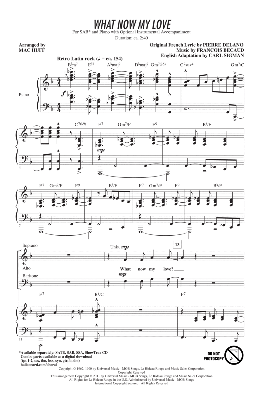 What Now My Love 3-Part scores gallery preview page 1