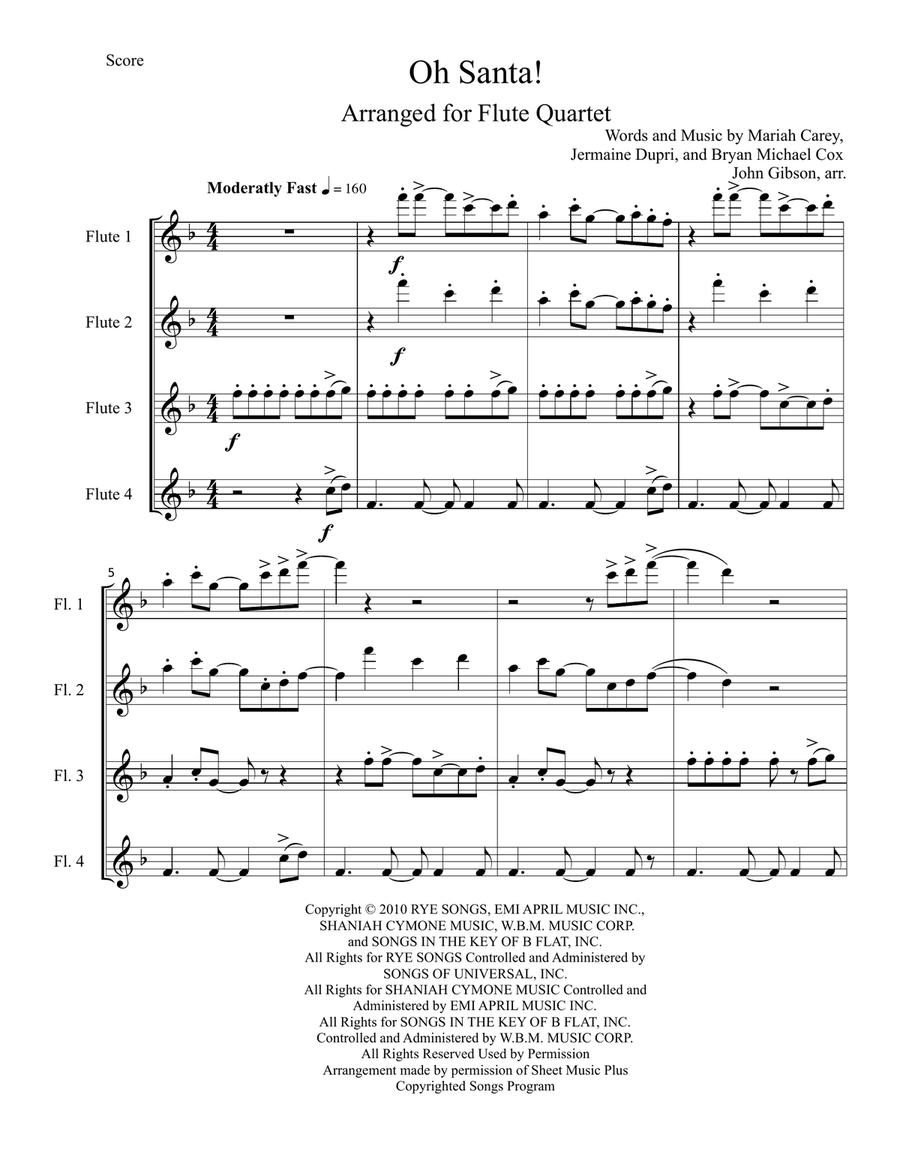 Oh Santa! Woodwind Quartet scores gallery preview page 2
