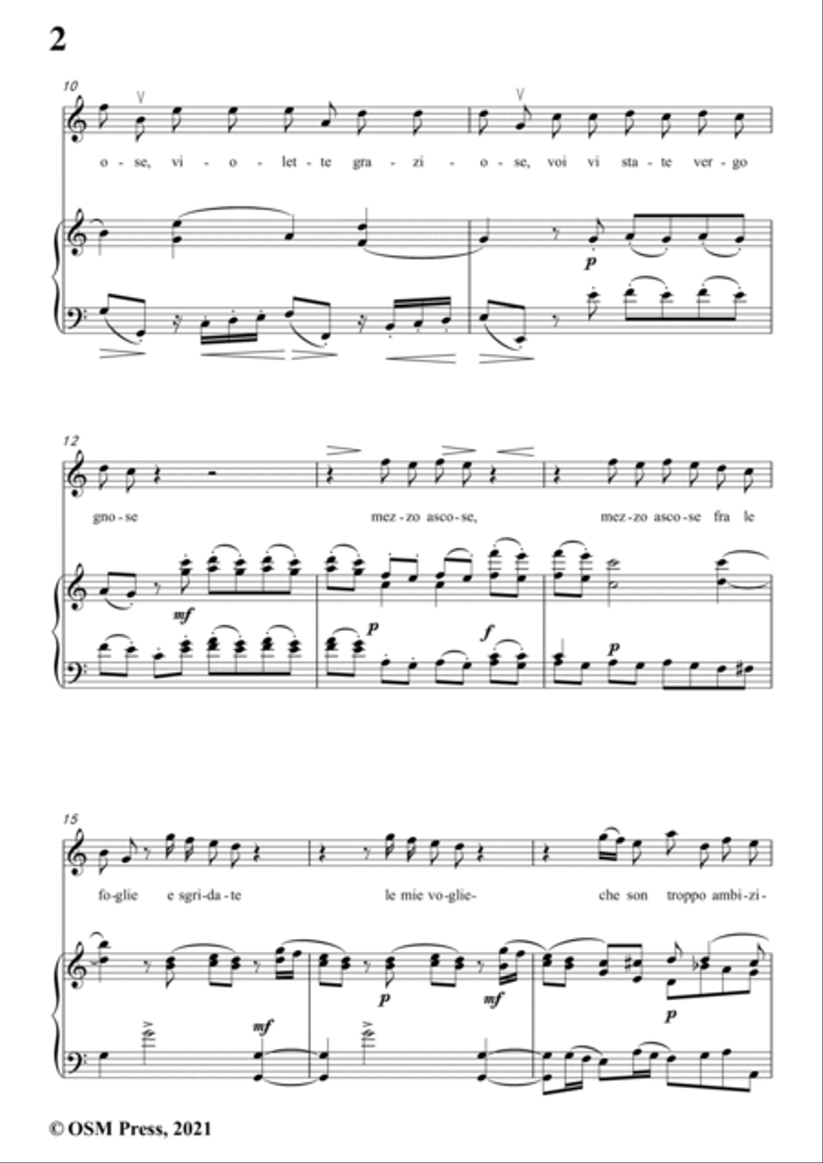 Scarlatti-Le Violette in C Major,from Pirro e Demetrio,for Voice&Piano Voice scores gallery preview page 4