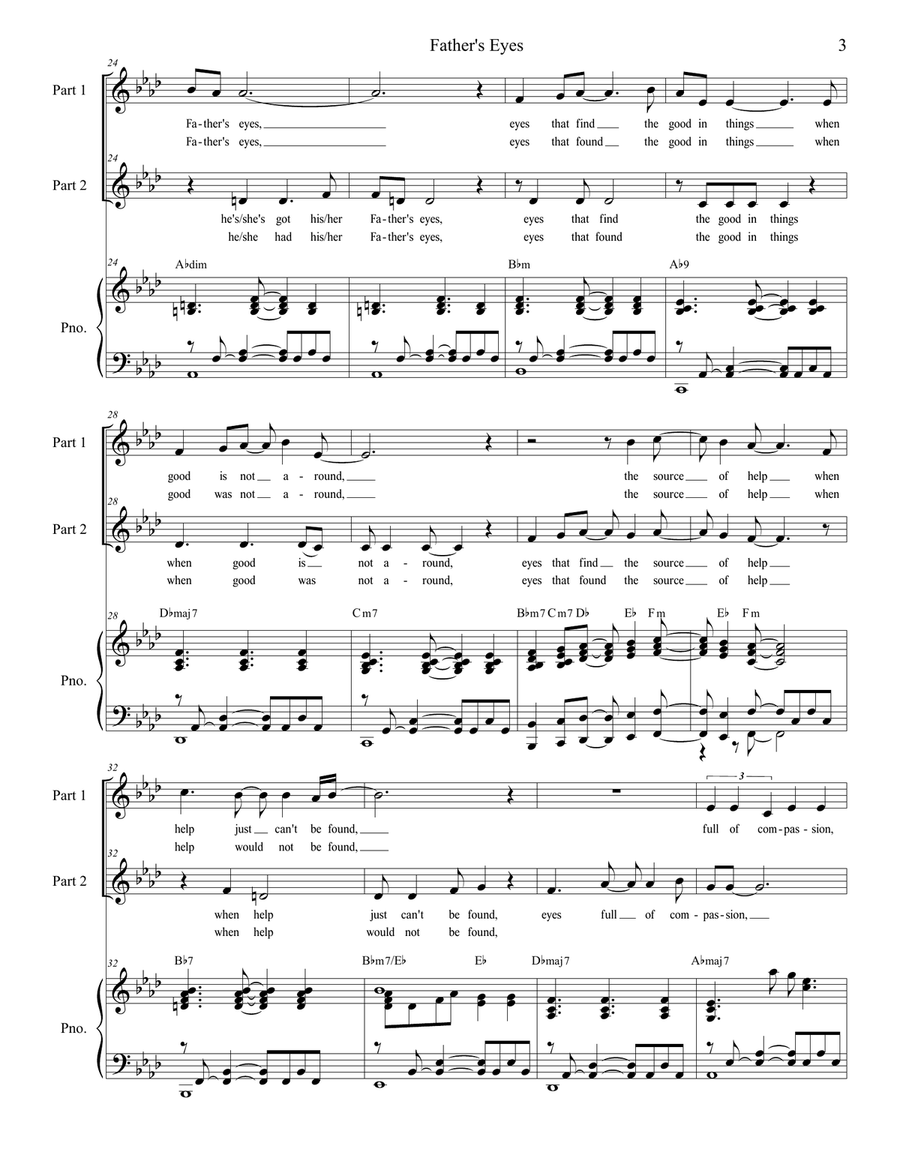 Father's Eyes Choir scores gallery preview page 3