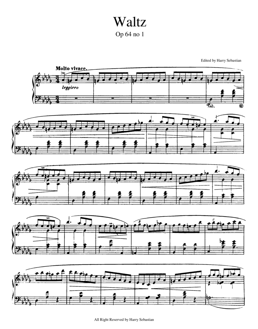 Chopin- Minute Waltz Op. 64 No. 1 Piano Solo scores gallery preview page 1