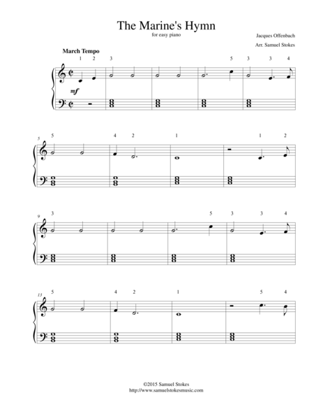 The Marine's Hymn - for easy piano image number null