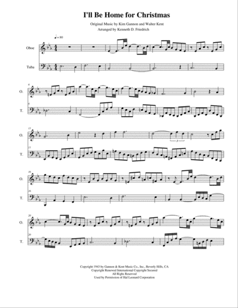 I'll Be Home For Christmas Oboe scores gallery preview page 1