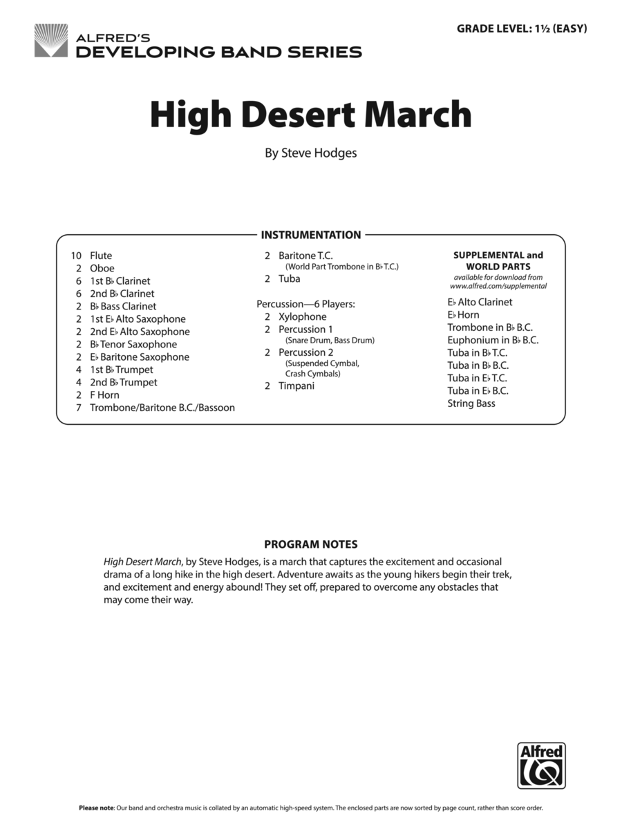 High Desert March: Score