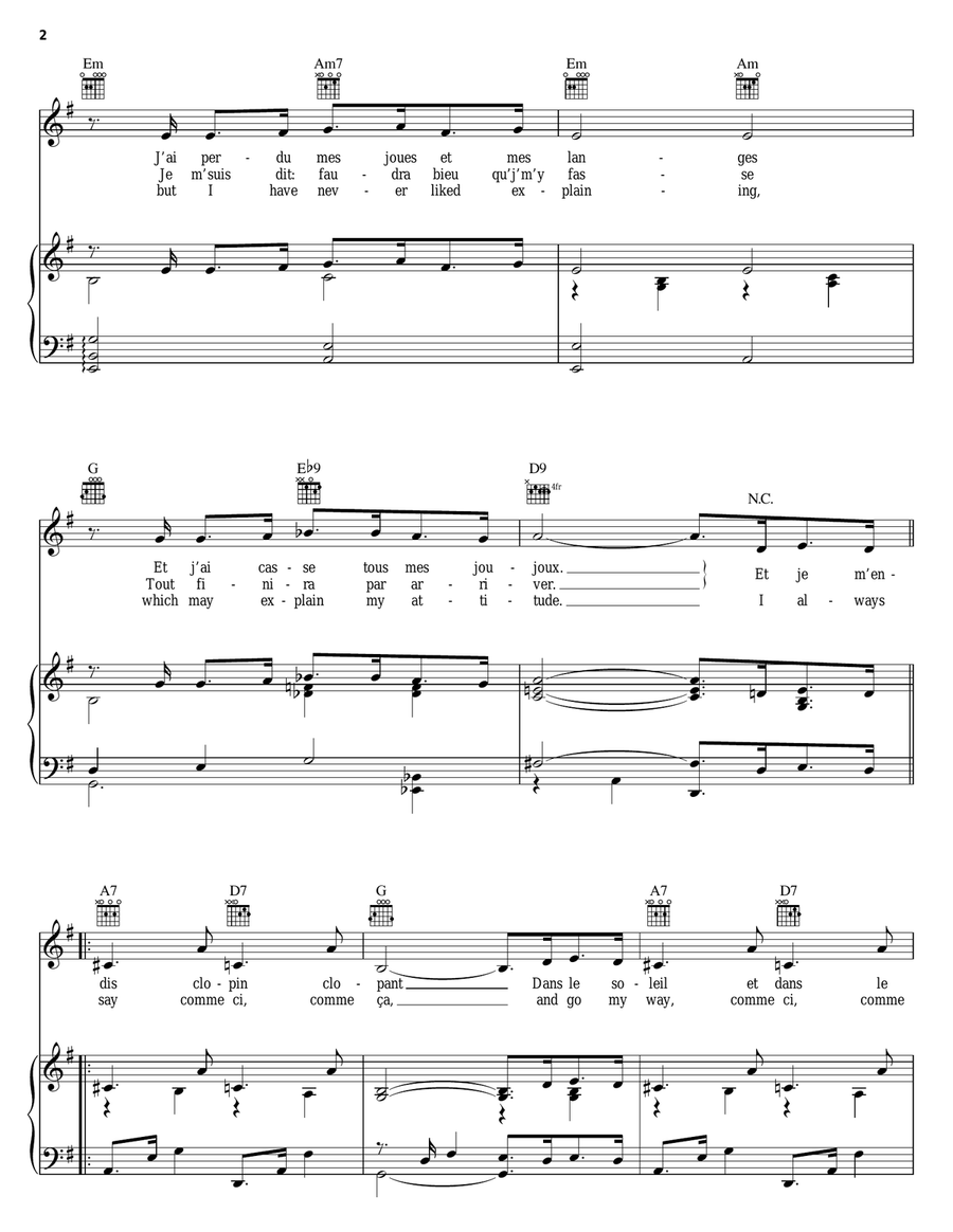 Comme Ci, Comme Ca Comme Ci, Comme Ca Piano, Vocal, Guitar scores gallery preview page 2