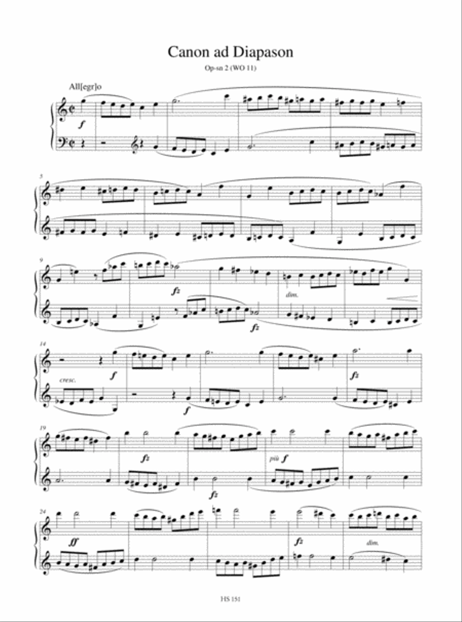 Canone Op-sn 2 (WO 11) and Allegro Op-sn 10 (WO 22) for Keyboard Harpsichord scores gallery preview page 2