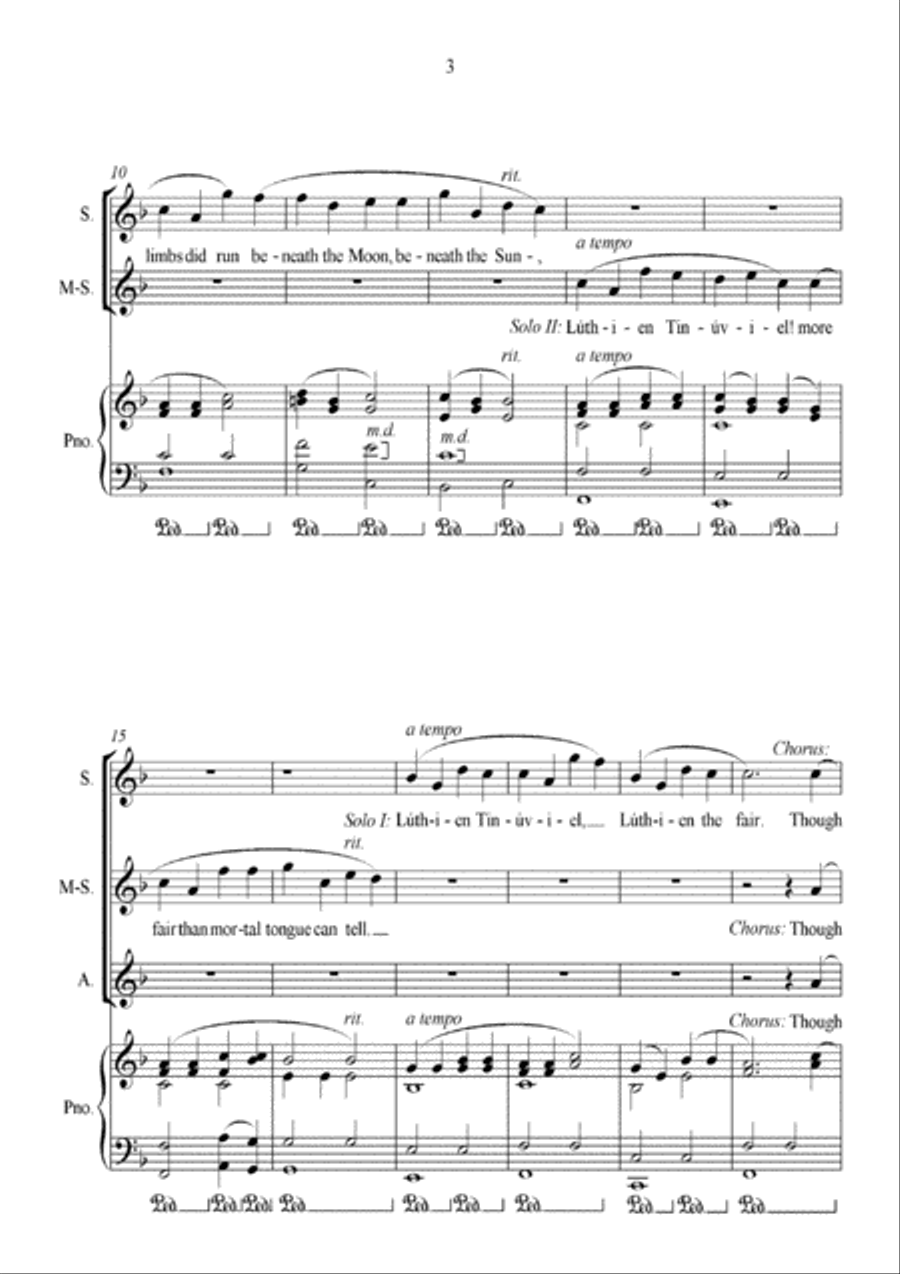 Tolkien Song: Beren's Song of Parting SSA scores gallery preview page 3