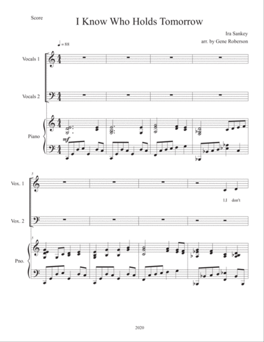 I Know Who Holds Tomorrow Choir scores gallery preview page 2