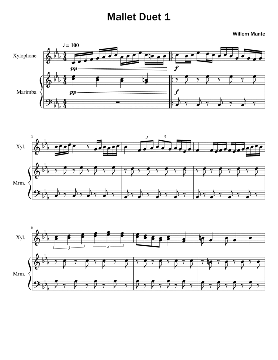 Mallet Duet 1 Percussion scores gallery preview page 1