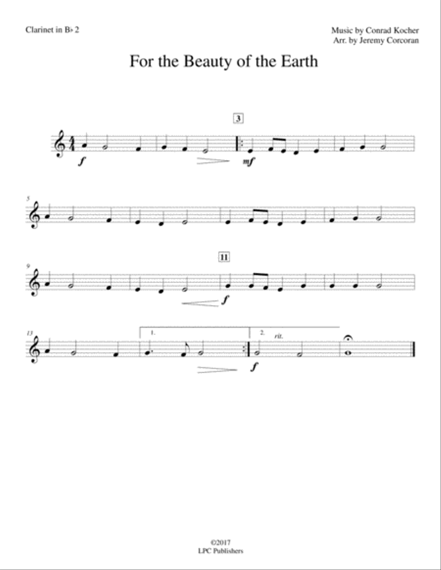 For the Beauty of the Earth for Clarinet Quartet For the Beauty of the Earth for Clarinet Quartet Clarinet Quartet scores gallery preview page 4