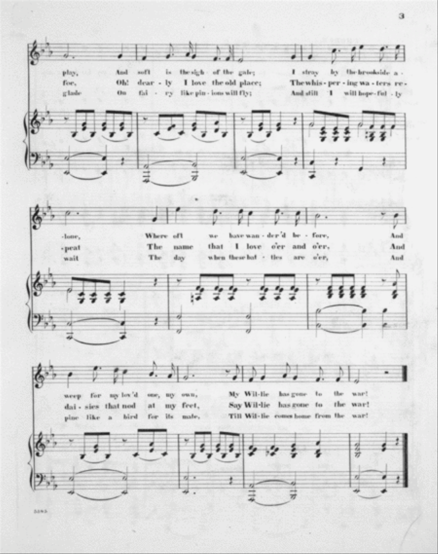 Willie Has Gone To The War. Song & Chorus 4-Part scores gallery preview page 3