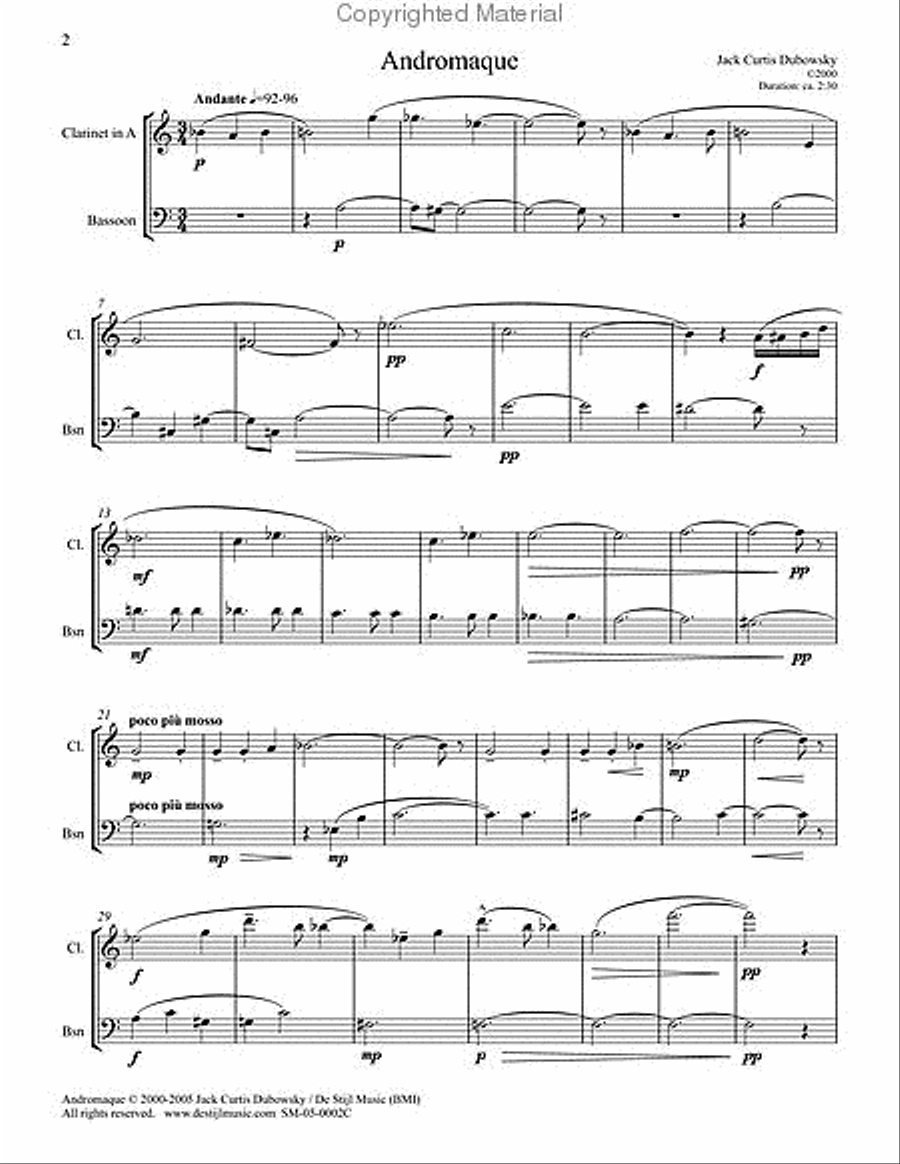Andromaque : Six Bongatelles (Clarinet in A/Bassoon) Woodwind Duet scores gallery preview page 3