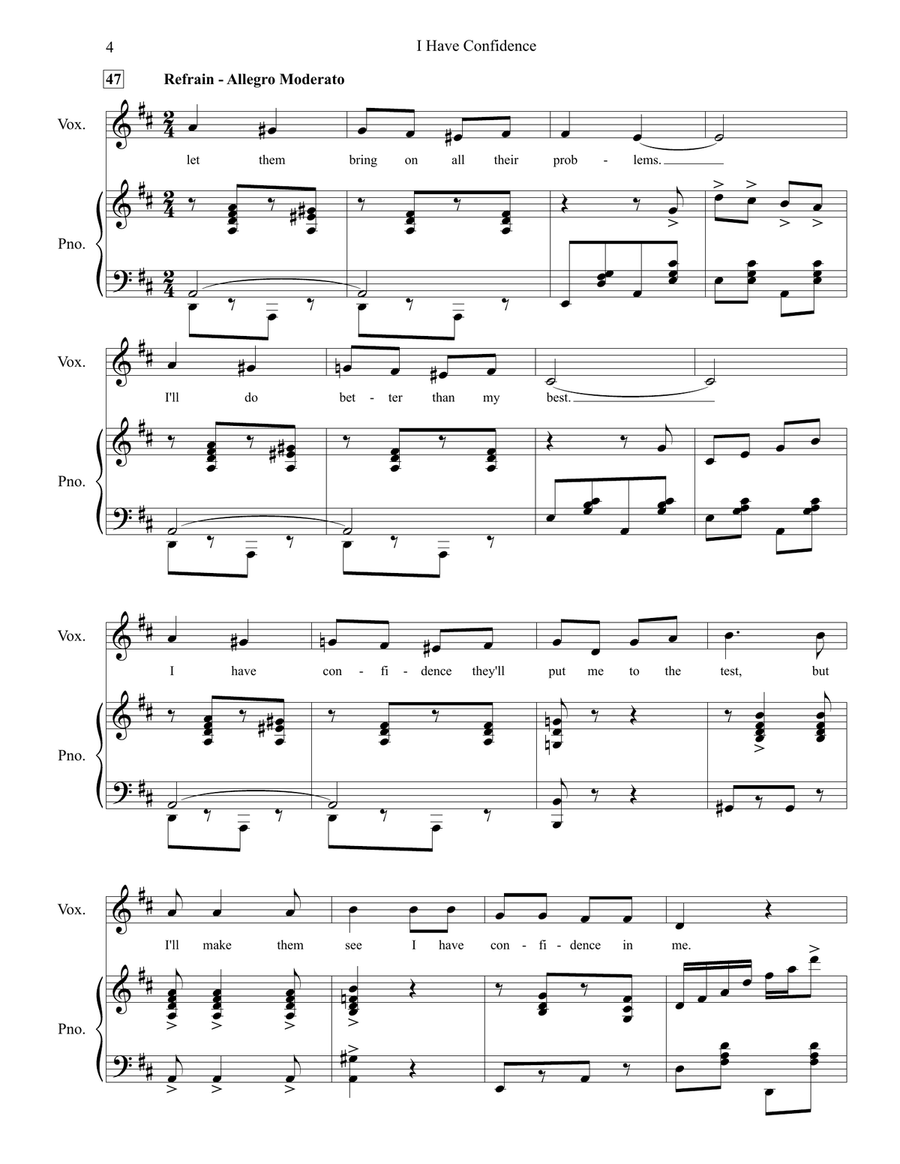 I Have Confidence Piano, Vocal scores gallery preview page 4