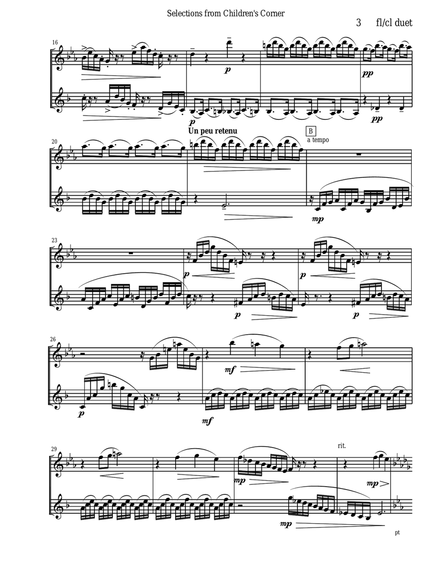 Debussy Children's Corner for flute and clarinet duet Woodwind Duet scores gallery preview page 3