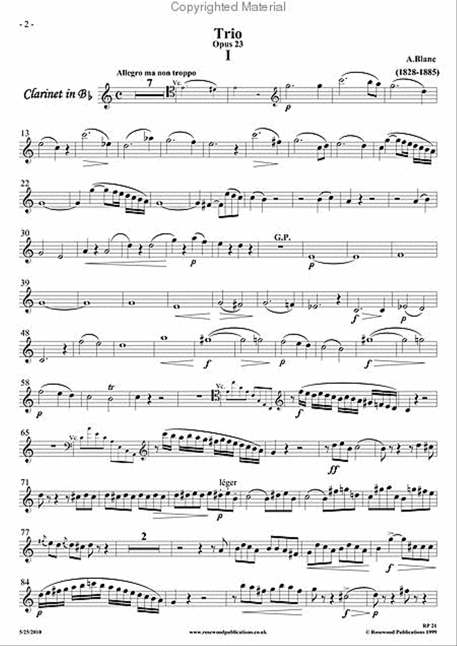 Trio, Op. 23 Trio, Op. 23 Clarinet scores gallery preview page 3