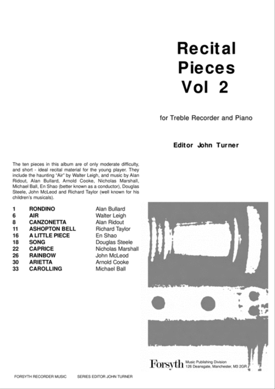 Recital Pieces Vol. 2 for Recorder and Piano