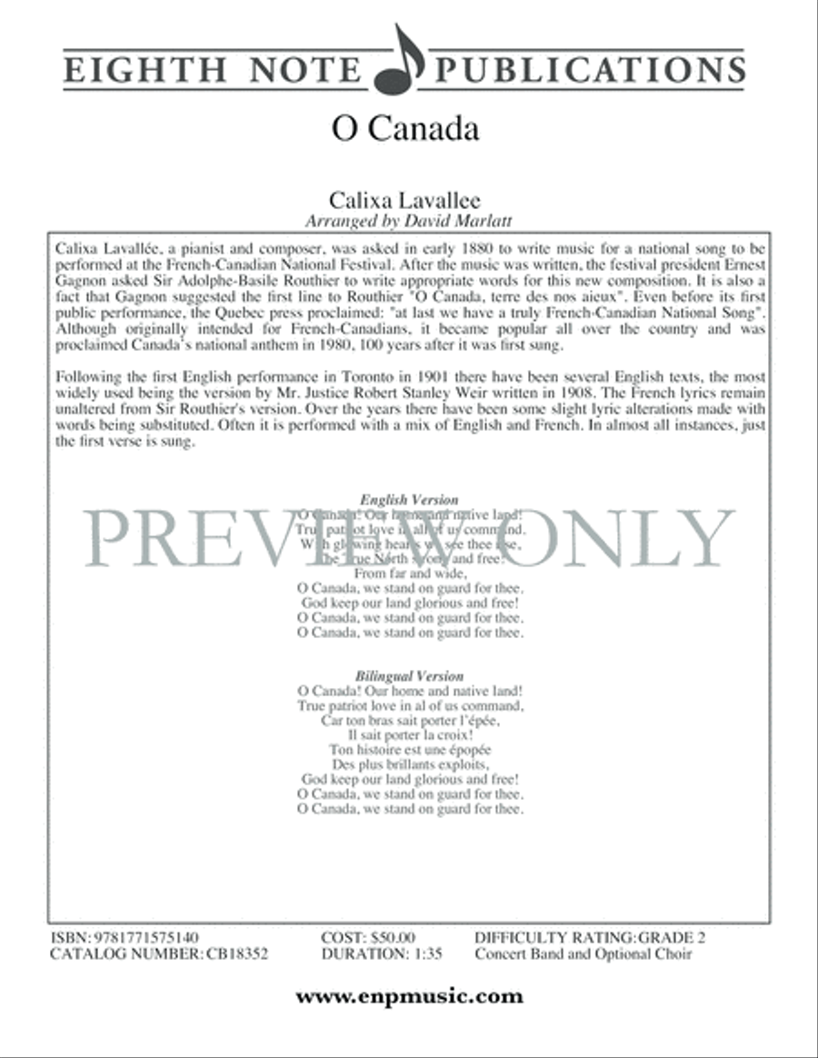O Canada Concert Band scores gallery preview page 3