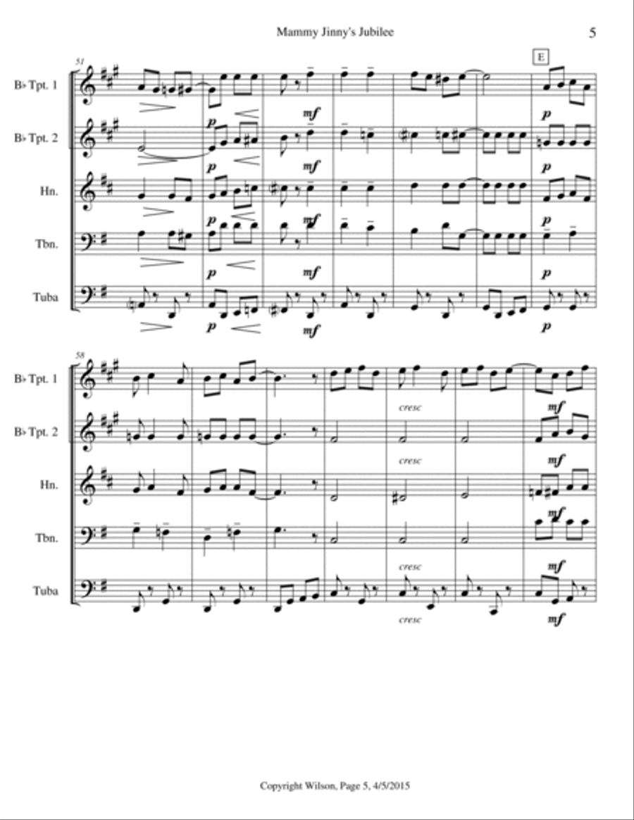 Mammy Jinny's Jubilee Brass Quintet scores gallery preview page 6