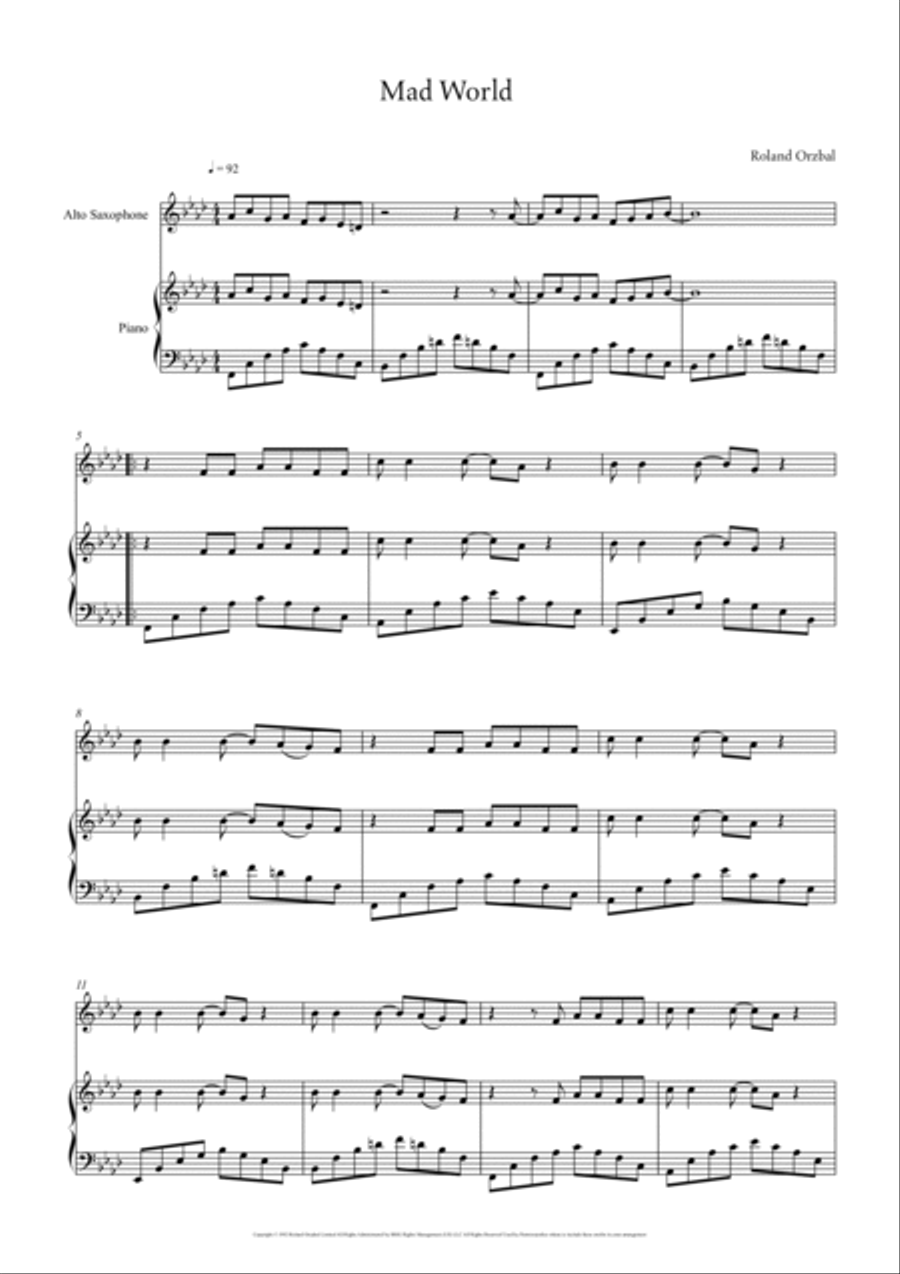Mad World Woodwind Duet scores gallery preview page 2