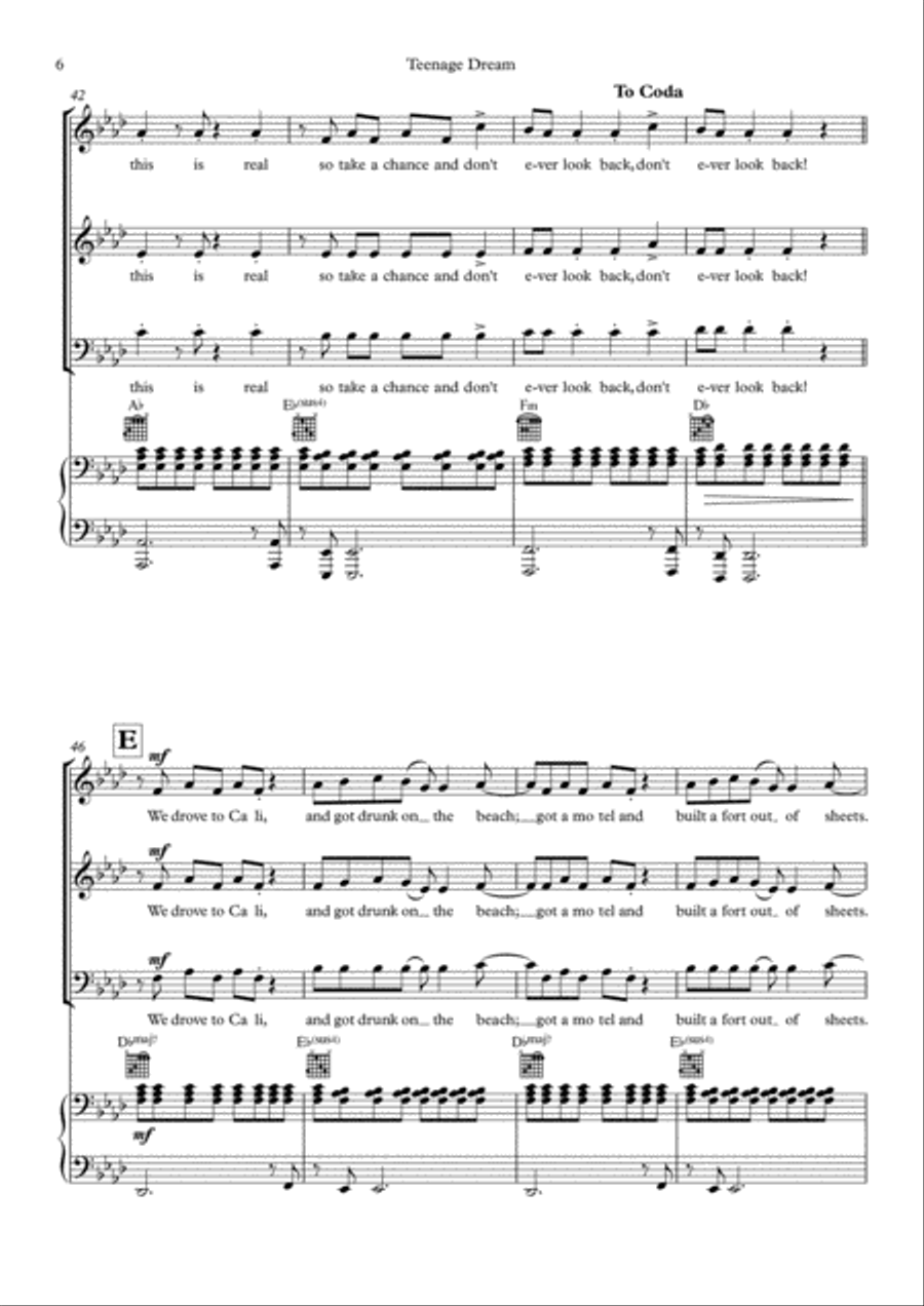 Teenage Dream 3-Part scores gallery preview page 6
