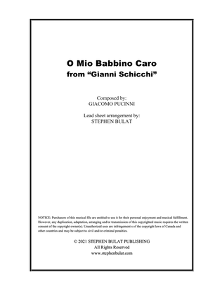 O Mio Babbino Caro (Pavarotti) - Lead sheet (key of D)