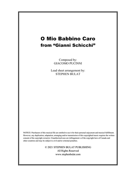 O Mio Babbino Caro (Pavarotti) - Lead sheet (key of D)