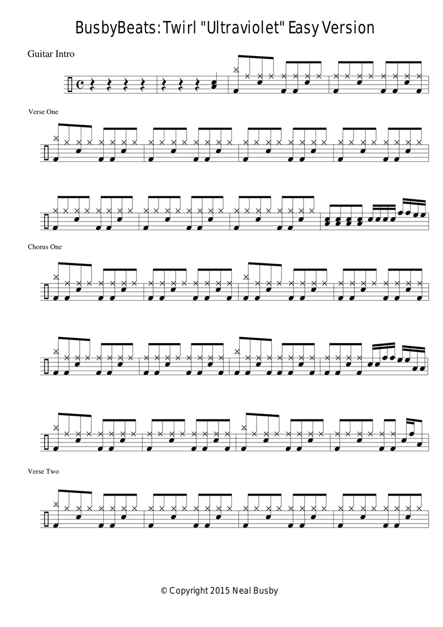 Ultraviolet - full beginner and advanced drum charts and MP3 with/without drums image number null