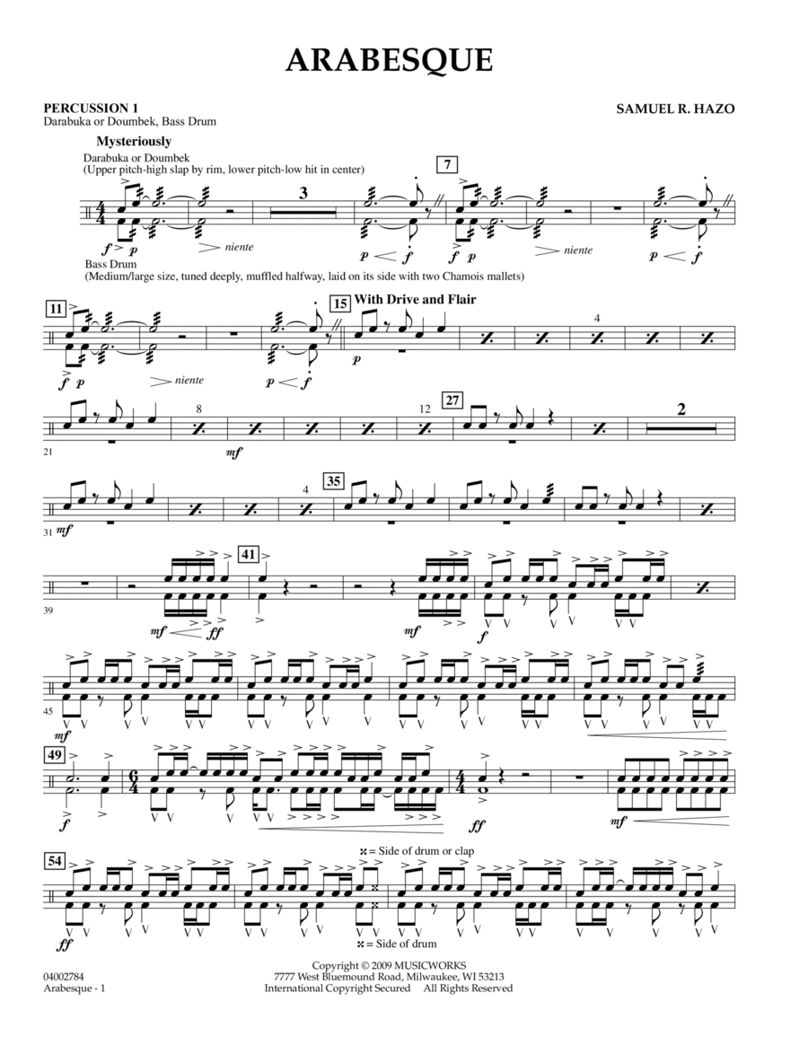 Arabesque - Percussion 1 Percussion scores gallery preview page 1