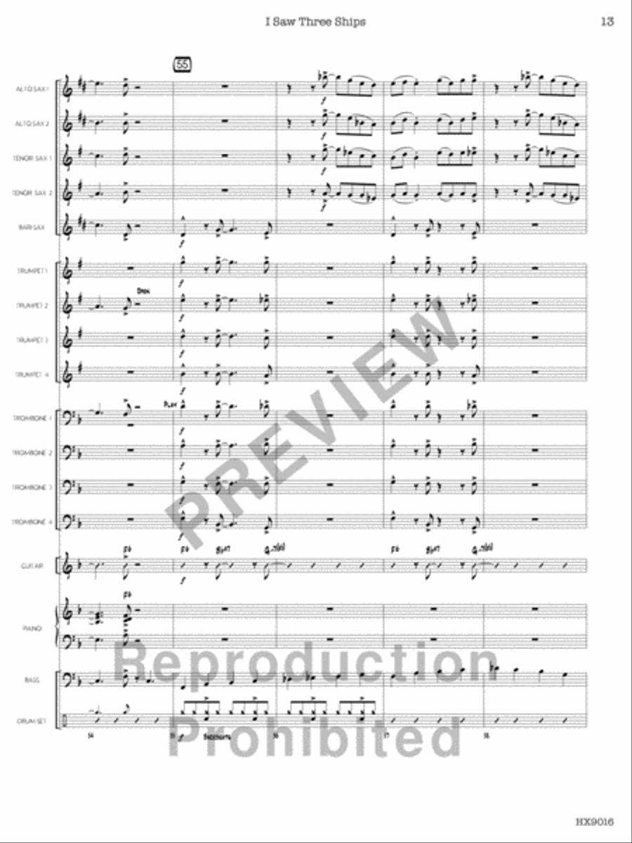 I Saw Three Ships Jazz Ensemble scores gallery preview page 14