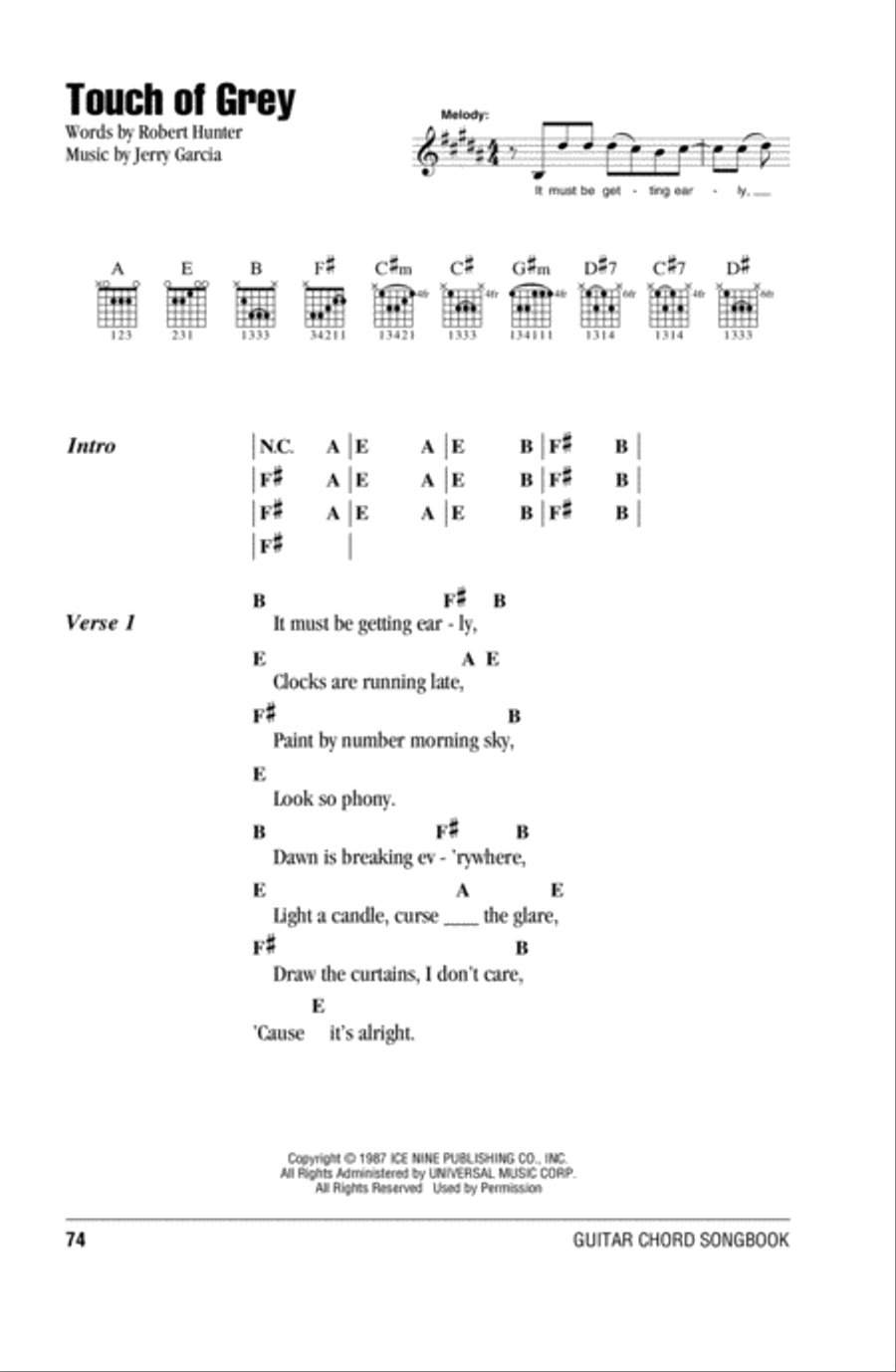 Touch Of Grey Acoustic Guitar scores gallery preview page 1