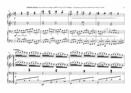 G. F. Haendel - PASSACAGLIA G minor - 1 piano 4 hands image number null