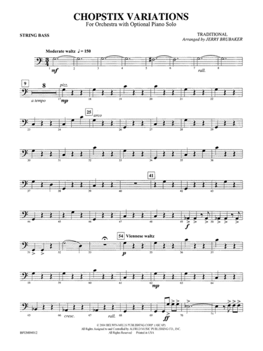 Chopstix Variations (with Opt. Piano Solo): String Bass