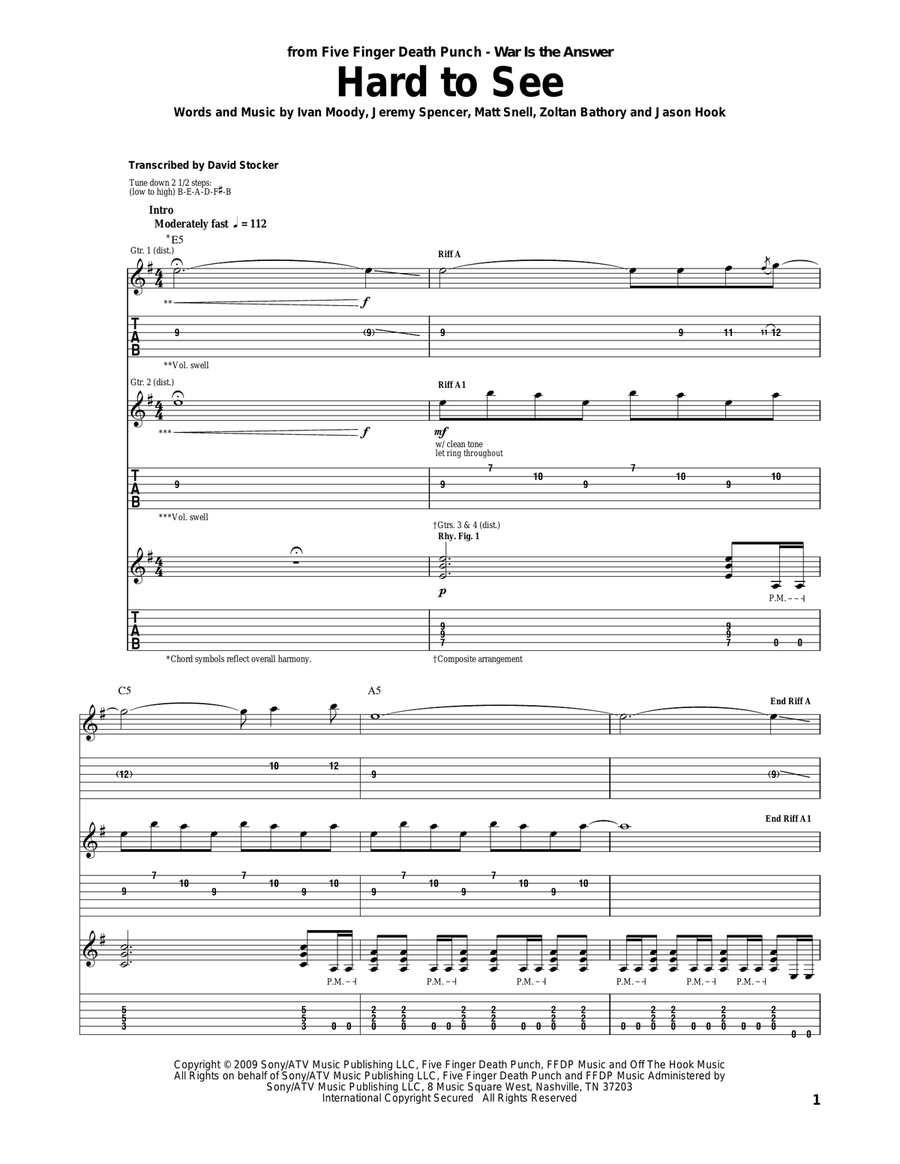 Hard To See Acoustic Guitar scores gallery preview page 1