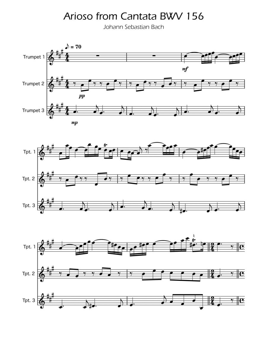 Arioso BWV 156 - Trumpet Trio Trumpet Trio scores gallery preview page 1