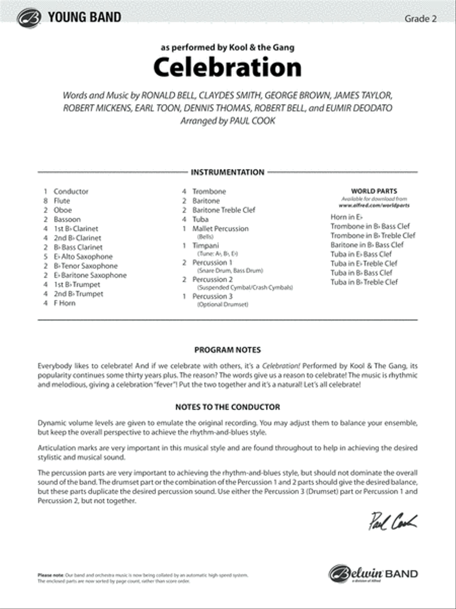 Celebration: Score Concert Band scores gallery preview page 1