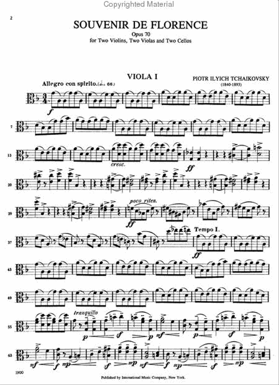 Souvenir De Florence, Opus 70