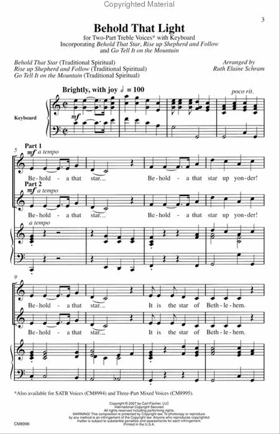 Behold That Light Behold That Light 2-Part scores gallery preview page 2